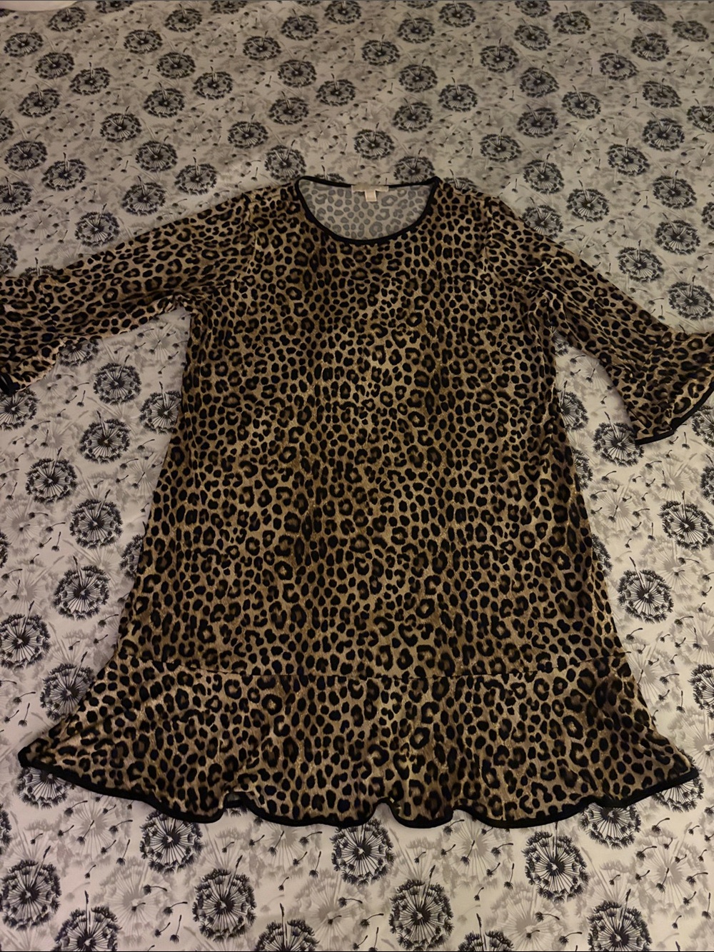 MICHAEL Michael Kors Leopard Print Ruffle-Hem Dress - Brown/Black